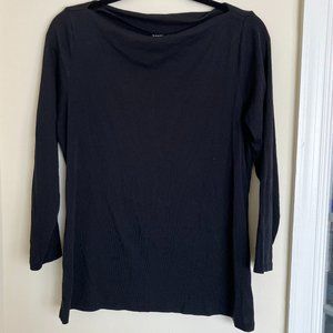 Old Navy Classic Boat Neck Black Blouse Size L